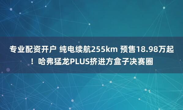 专业配资开户 纯电续航255km 预售18.98万起！哈弗猛龙PLUS挤进方盒子决赛圈